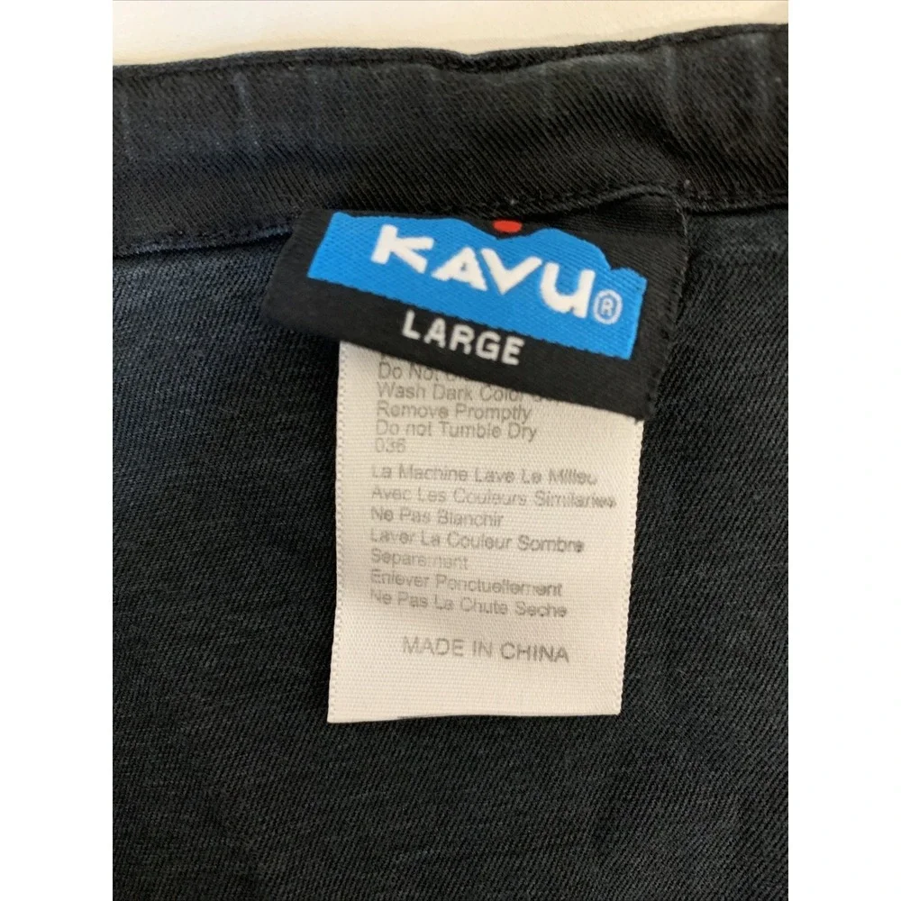 Kavu Skirt Women's Size Large Short Pull On Tie Off Black Slit Casual Cotton‎